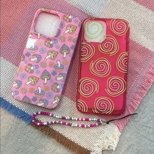 TWO size 13 PRO MAX iphone cases with phone chain! great condition, NW/OT